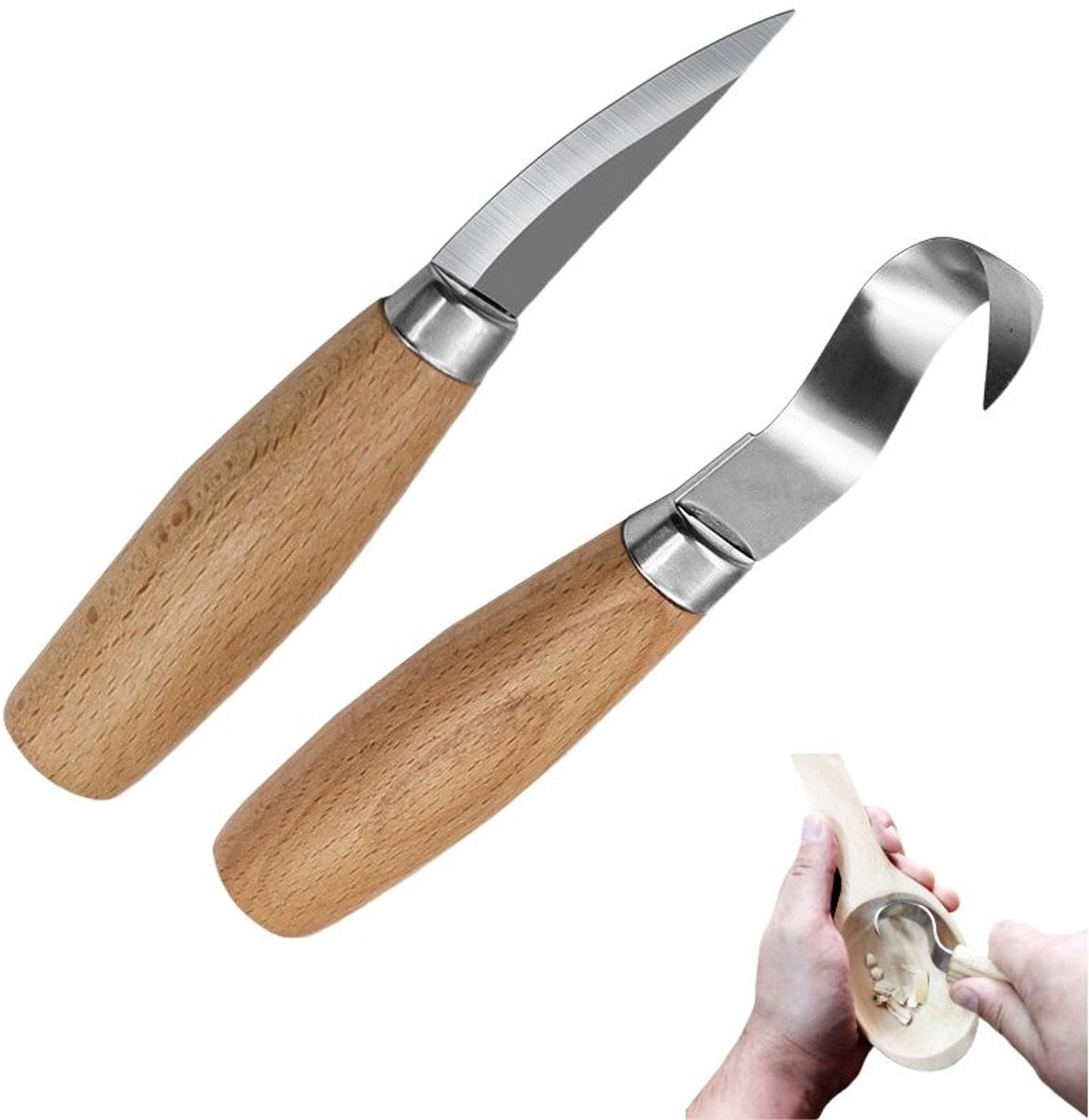 Schnitzmesser-set Aus Edelstahl – Für Anfänger Und Profis – Hakenmesser Und Schlagmesser – 152 × 23 Mm