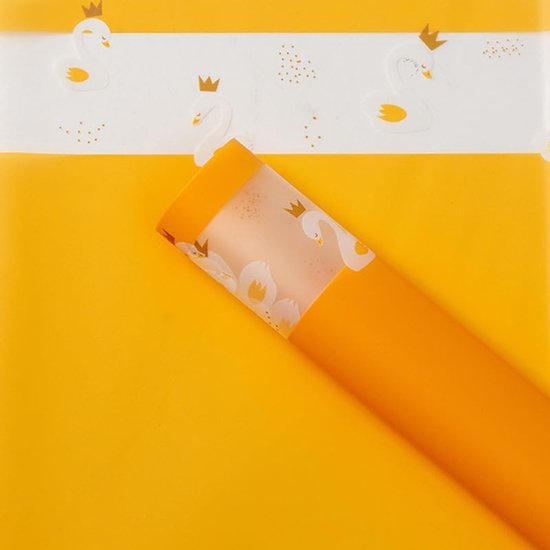 20 Blatt Xiao Hua Geschenkpapier Mit Dunkelgelbem Schwanenmuster, Wasserfestem Nebelblumenmuster