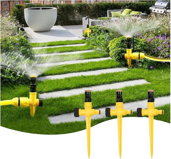Rasensprenger, 3 Rasensprenger, Um 360 Grad Drehbares Gartenbewässerungssystem, Multifunktionaler Gartensprenger, Gartensprenger, Wasser