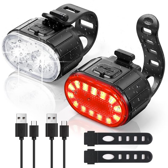 Fahrradlicht, Vorder- Und Rücklicht, Usb-aufladbares Led-set, Wasserdicht (ipx5) Mit Speicherfunktion, 4/6 Helligkeitsstufen