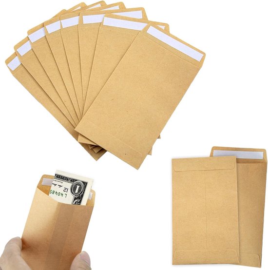 100er-packung Kleine Braune Kraftpapier-münz- Und Saatgutumschläge (12 X 8 Cm)