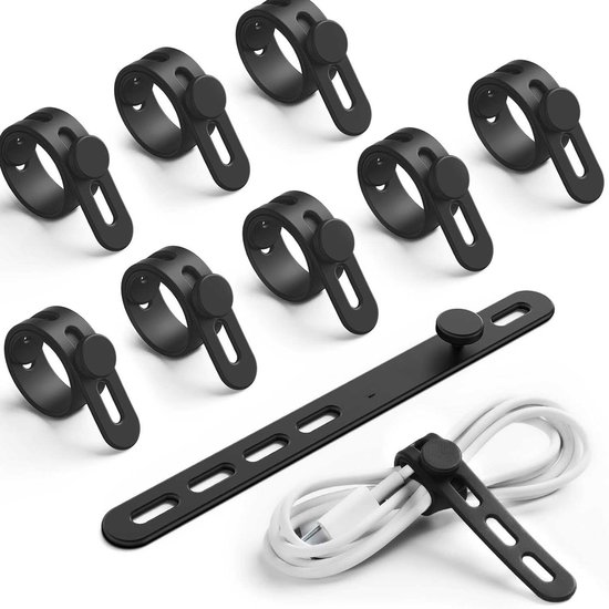 10 Stück, Kabelklemmen, Kabelclips, Drahtseilklemmen, Kabelorganizer, Kabelbinder, Kabeltrommeln, Küchenorganizer, Kabelmanagement, Schwarz