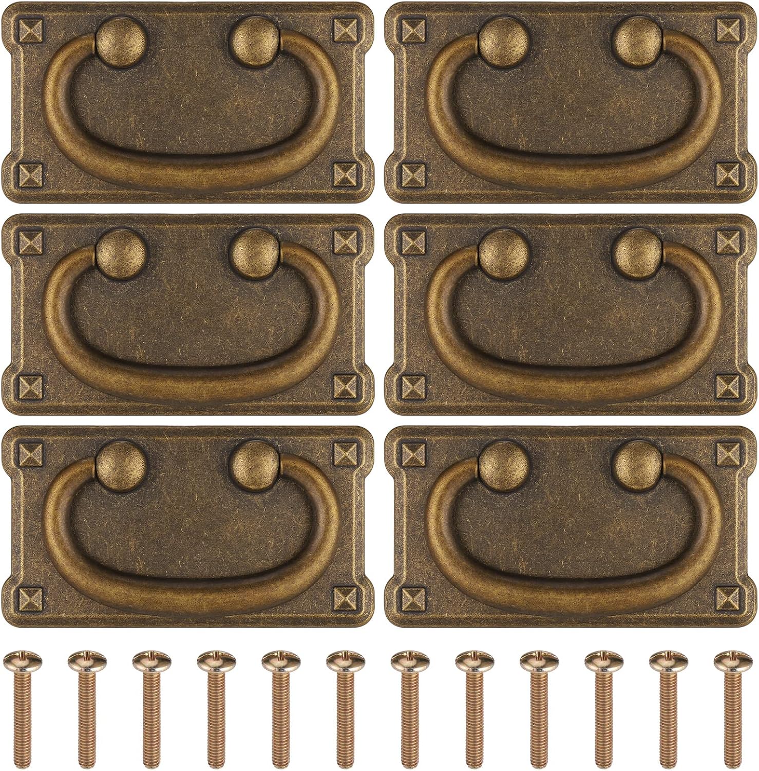 Vintage-möbelgriffe, 6-teiliges Set, Antike Ringgriffe Aus Zinklegierung, Geeignet Für Schubladen, Schminktische, Schränke, Türen – 95 X 52 Mm, Inklusive Schrauben