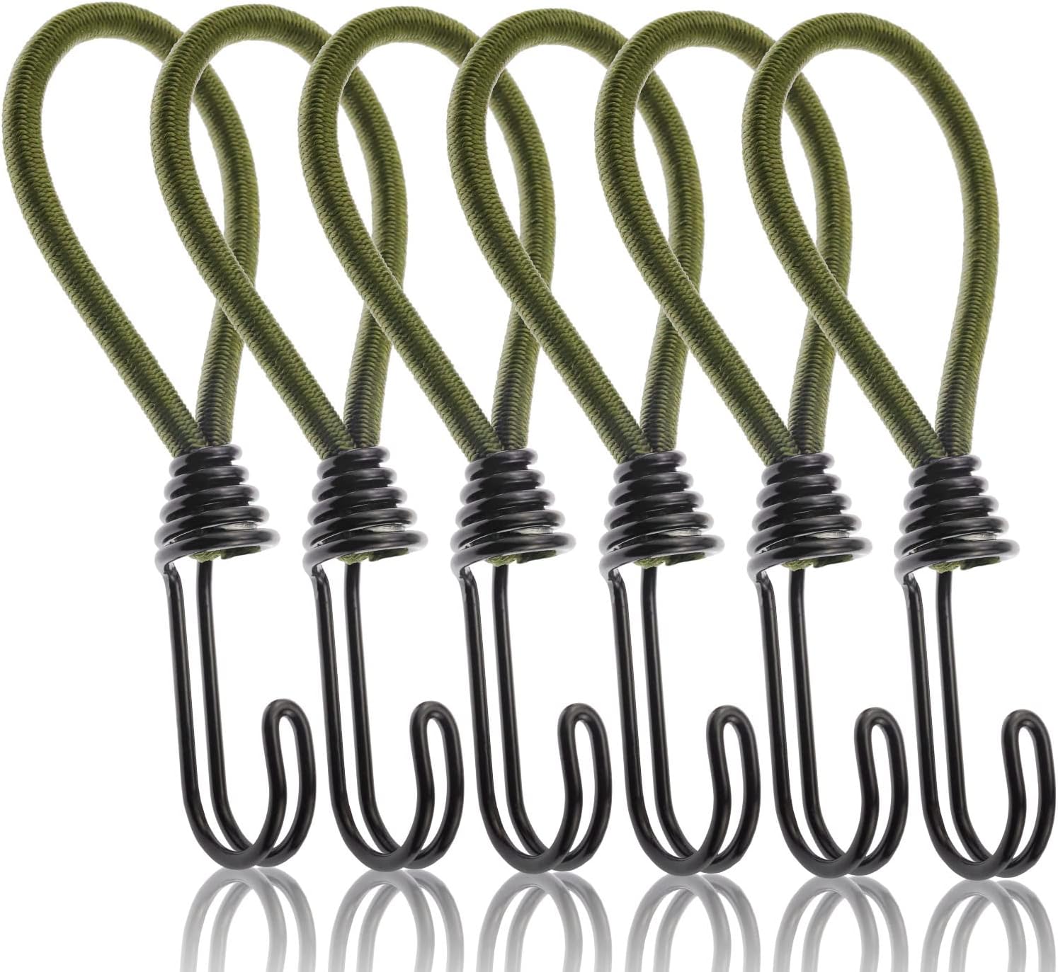12 Grüne Gummischnüre Mit Haken Metallhaken Zur Ladungssicherung, Zeltgummischnüre Und Outdoor-produkte.