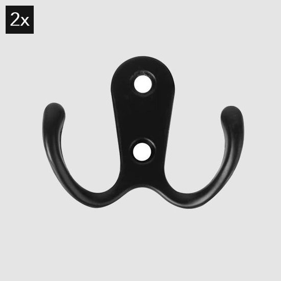 Doppelhaken, 2er-pack, Schwarze Kleiderhaken Mit Schrauben, Für Bad, Küche, Kleidung, Stilvoll