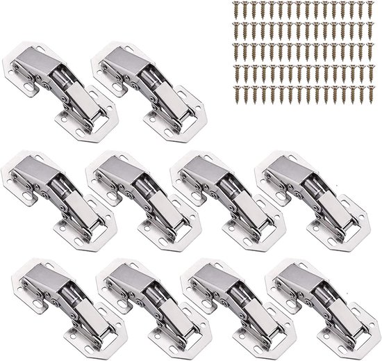10er-packung Soft-close-scharniere Mit 80 Schrauben – Hydraulisch Gedämpfte Scharniere Für Küchenschränke Und Möbel