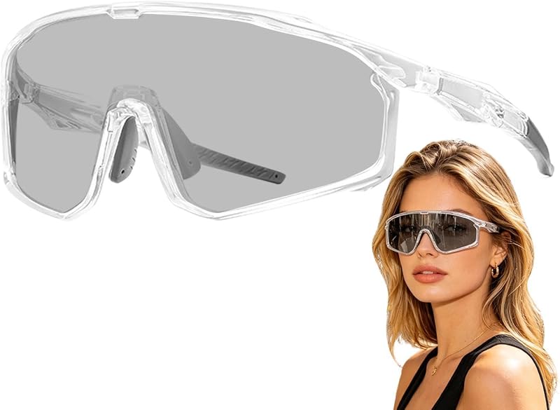 Photochrome Schutzbrille Unisex Mit Polarisierten, Photochromen Gläsern Für Camping, Laufen, Sport, Radfahren, Motorradfahren, Wandern Und Trekking