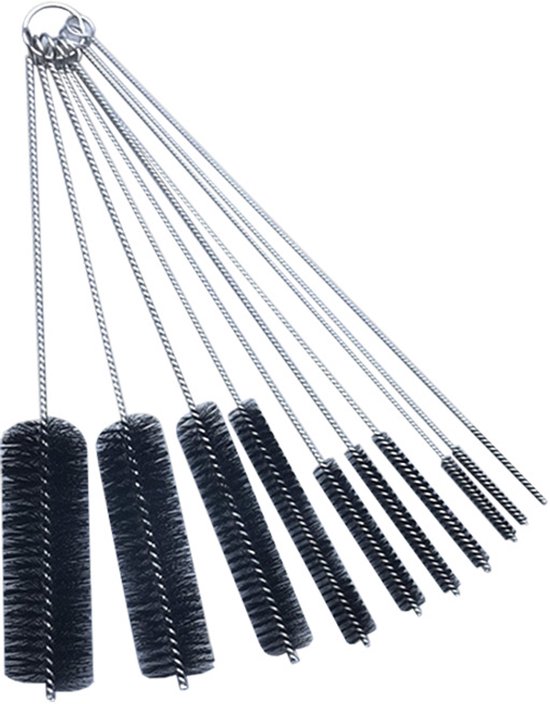 10-teiliges Flaschenreinigungsbürsten-set – Schlauchreinigungsbürste – Schlauchbürste – Flaschen- Und Rohrreinigung – Reinigungsbürsten-werkzeugset – Schwarz