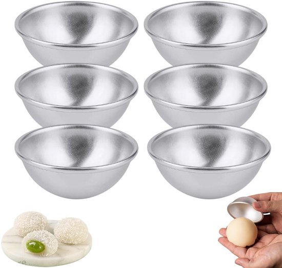 6-teiliges Silbernes Set Aus Kugelförmigen Aluminiumformen (5,5 X 2,4 Cm) Für Kuchen Und Badebomben