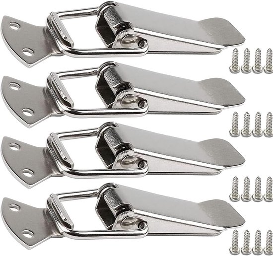 Spannverschlüsse Aus Edelstahl – 4er-pack Federbelastete Kippriegel Für Werkzeugkastendeckel – Silber