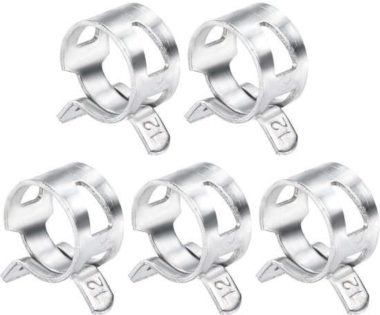Federbelastete Schlauchschellen, 12 Mm Durchmesser, Eisenstreifen-niederdruck-luftschellen, Geeignet Für Silikon-vakuumkraftstoffschläuche, 5er-pack.