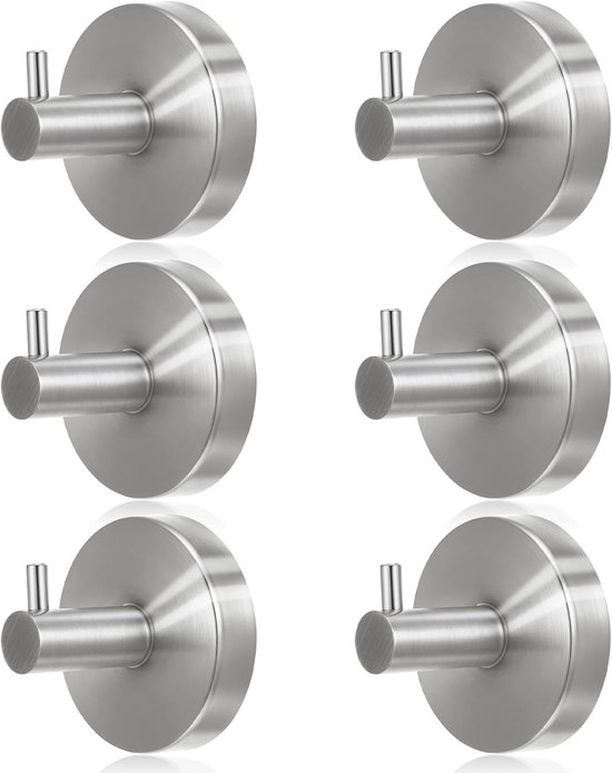 Vakuum-saughaken, Stark, Wiederverwendbar, 6er-packung, Edelstahl 304, Handtuchhalter, Drehbare Haken, Wasserdicht Für Küche/bad (10-15 Kg Traglast).