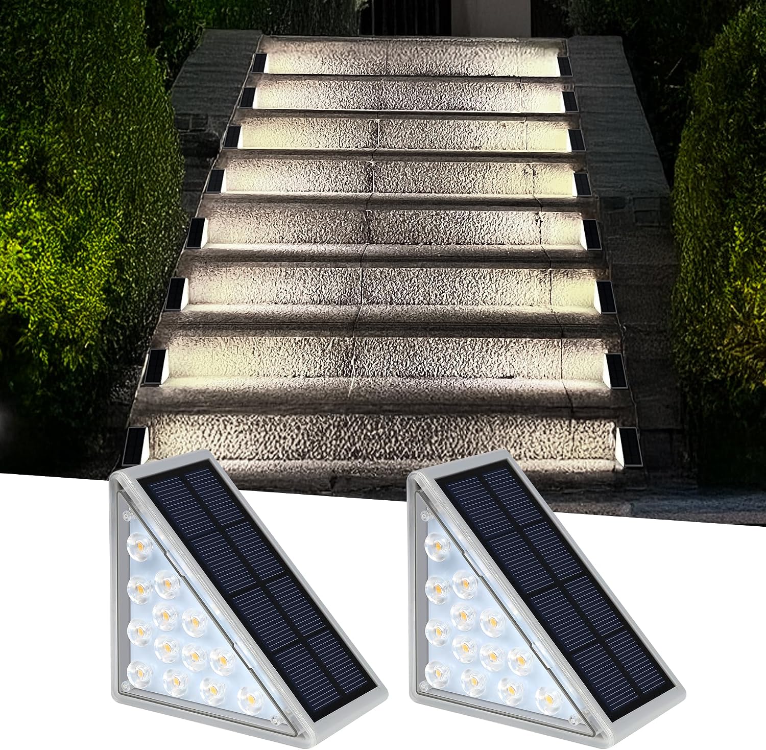 2er-pack Treppenhausleuchten, Weißes Licht, 13 Leds, Wasserdichte Solarleuchten Für Den Außenbereich, Geeignet Für Treppen, Veranden, Terrassenränder Und Gehwege.