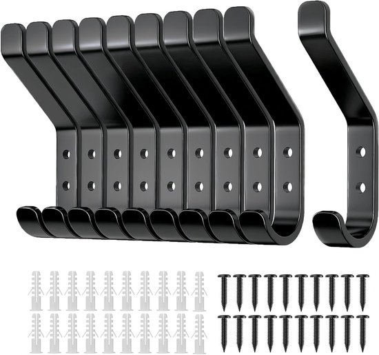 10er-set Schraub-kleiderhaken Zur Wandmontage – Ideal Für Mäntel Und Hüte – Schwarzes Metall, 10 Cm