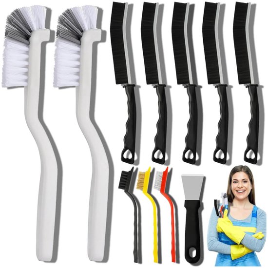 11-teiliges Fugenbürsten-set – Bürste Mit Steifen Borsten, Geeignet Für Küchen, Badezimmer, Ecken, Fliesenfugen, Spülbecken, Tassen, Teekannen, Flaschen Und Mixer.