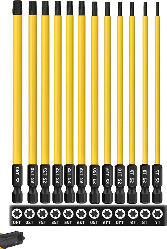 12-teiliges Torx-schraubendreher-bit-set, 15 Cm (6 Zoll) S2-stahl, Magnetisch
