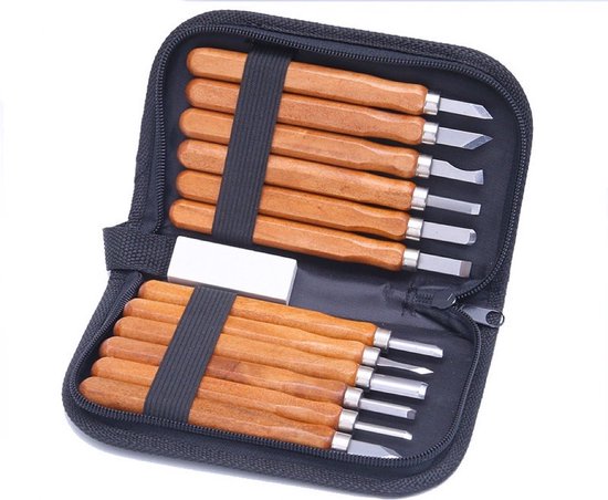 12-teiliges Holzbearbeitungswerkzeug-set, Holzbearbeitungswerkzeuge, Holzschnitzmesser, Holzmeißel, Holzschnitzmesser, Meißelset, Aufbewahrungsbox
