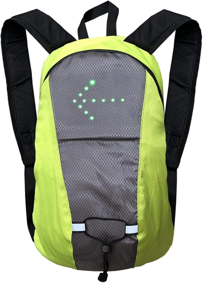 Reflektierender Fahrradrucksack 15l Mit Led-blitzlicht (500mah Akku), Usb-aufladbar, Sicherheitsrucksack Mit Signallicht, Für Radfahren Und Laufen, Grün