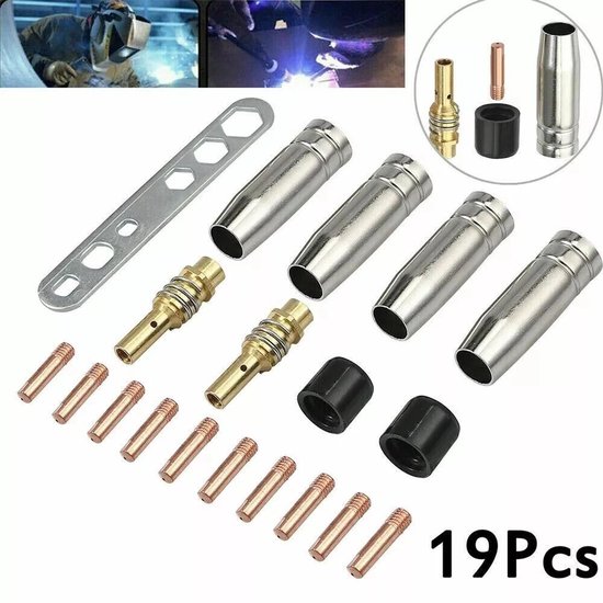 19-teiliges Set: M6-0,8 Mm Schweißdüse, Düsenhalter Und Gasdüse – Für Mb-15ak Mig-schweißbrenner
