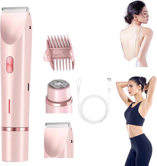 3-in-1 Damenrasierer, Nass-/trockenrasur, Ipx7 Wasserdicht, Elektrorasierer, Epilierer, Bikini-/intim-/gesichtstrimmer, Pink