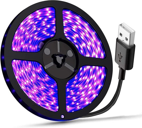 2 Meter Langer Led-uv-lichtstreifen Mit Usb-anschluss, 120 Leds, Ip65 Wasserdicht, Geeignet Für Halloween- Und Partydekorationen.