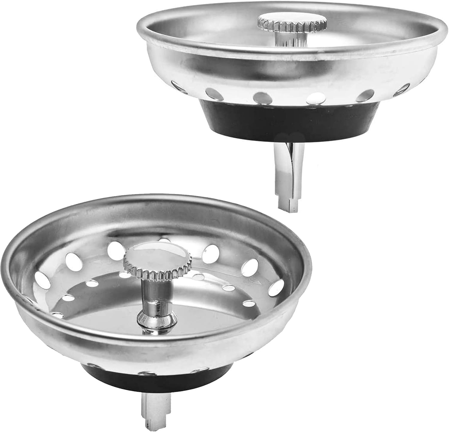 2er-pack Küchenspülen-siebkorb-ersatzset Für 3-1/2"-abflüsse, Edelstahlkorb & Gummistopfen