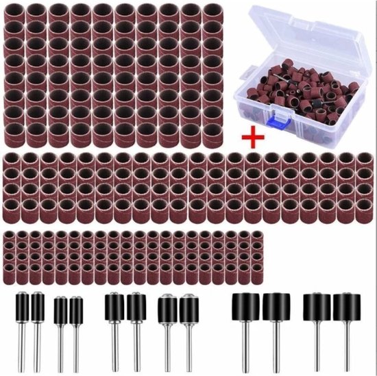 252-teiliges Graues Schleifbandset Mit 240 Schleifbändern Und 12 Schleifschäften Für Rotationswerkzeuge, Holz- Und Metall-heimwerkerprojekte