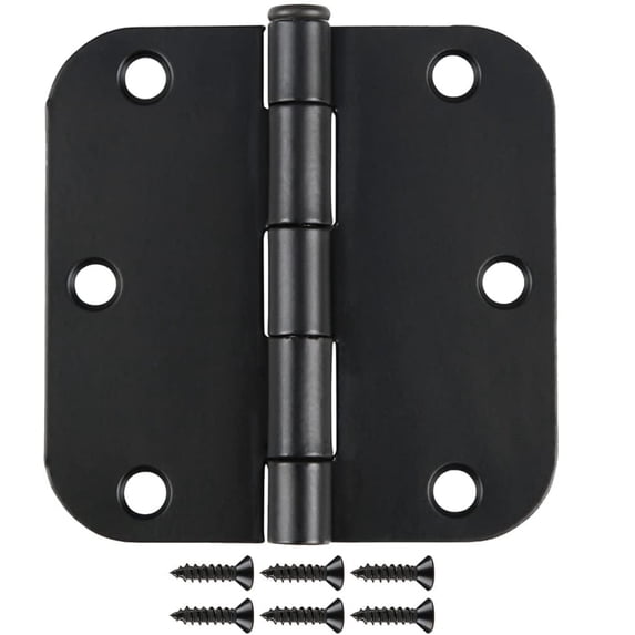 6er-pack Runde, Matte, Schwarze Innentürscharniere, 3,5" X 3,5", 5/8" Radius, Robuste Unterlegscheibenscharniere Für Standardtüren, Werkstatt, Büro, Herausnehmbare Stifte