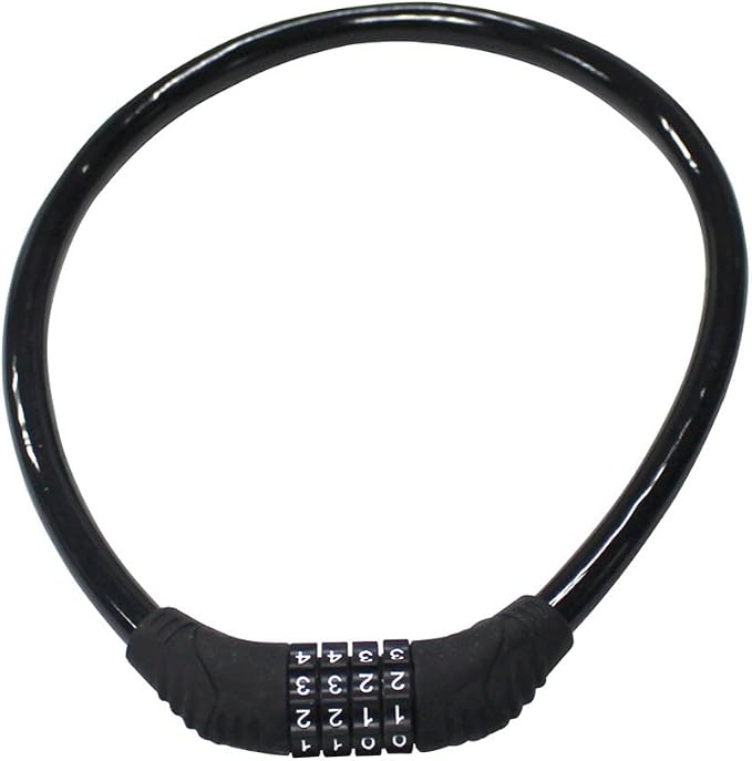 Schwarzes Lederringschloss Für Fahrräder, 4-stelliger, Zurücksetzbarer Zahlencode, Kabelschloss, Geeignet Für Fahrräder, 2 Fuß X 1/2 Zoll.