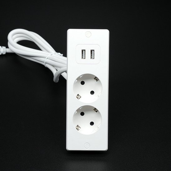 Tischsteckdosenleiste Mit 2 Steckdosen, 2 Usb-anschlüssen Und Einem 1,5 Meter Langen Kabel – Geeignet Für Arbeitsplatten Und Konferenztische (weiß).