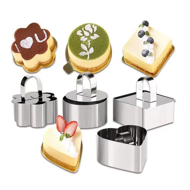 4-teiliges Tortenring-set Aus Edelstahl Mit Stopfer – Küchenhelfer Zum Backen, Für Gebäck, Kuchen Und Mousse