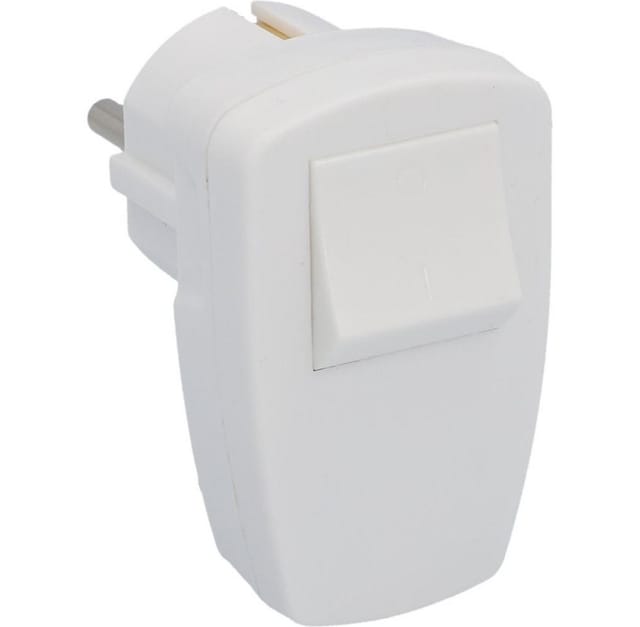 40544L Schuko-Stecker, pvc mit Ausschalter, weiß - Unitec