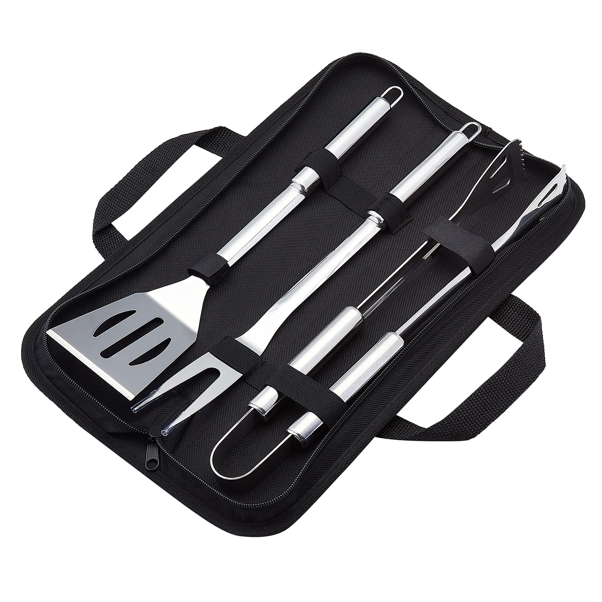 Basisset Mit 3 Grillbesteckteilen Aus Edelstahl Inklusive Tragetasche