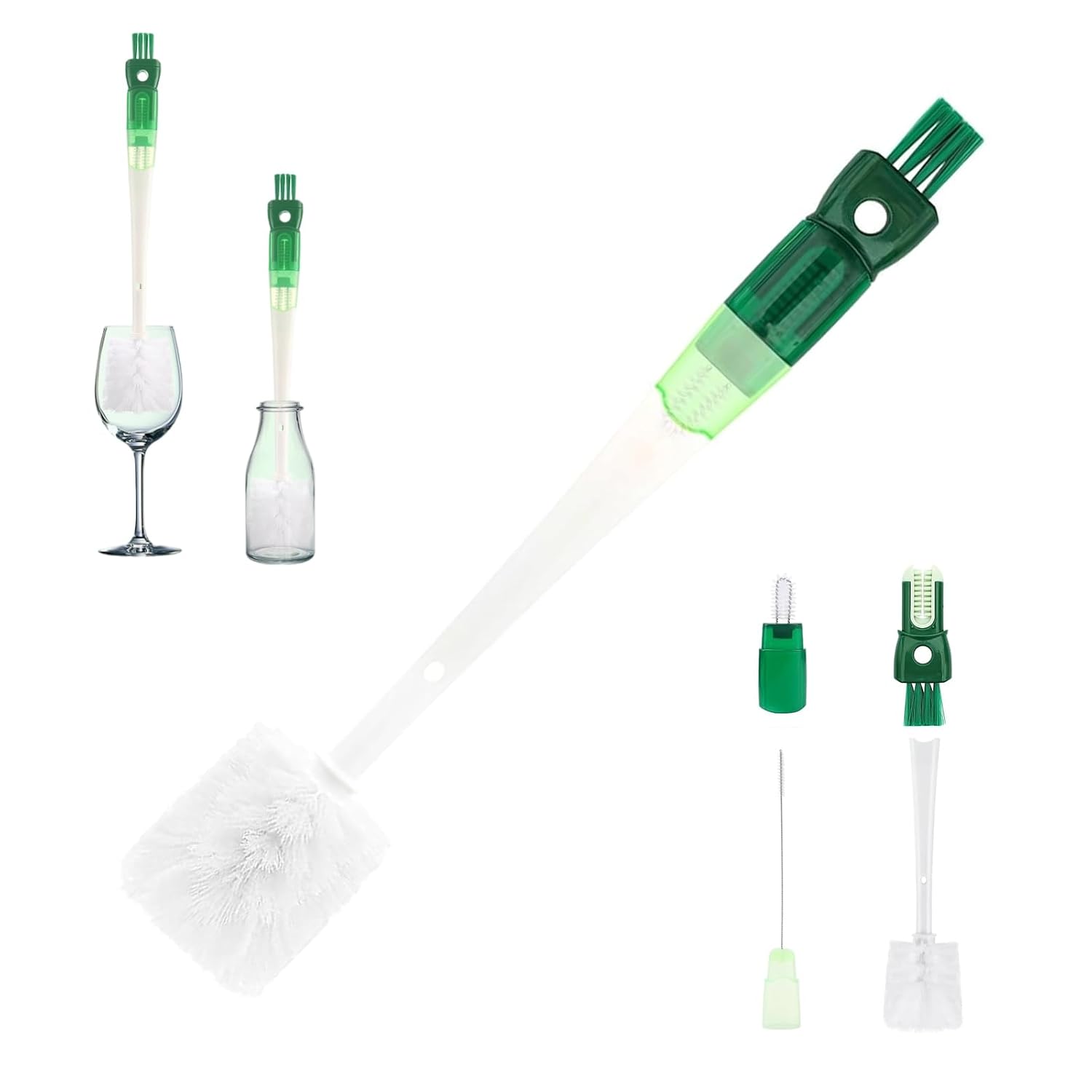 5-in-1 Flaschenbürste, Flaschenbürste, Lange Flaschenbürste Mit 5 Bürstenköpfen, Strohhalmreinigungsbürste (glasflaschen, Weinflaschen, Abgefüllte Produkte)