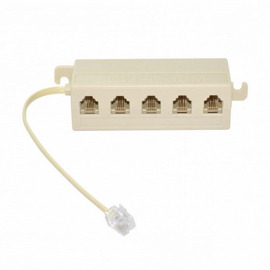 5-kanal Rj11/rj12 Telefon-modularbuchsen-splitter-adapter – Beige, 1 Eingang, 5 Ausgänge, Geeignet Für Telefon Und Netzwerk