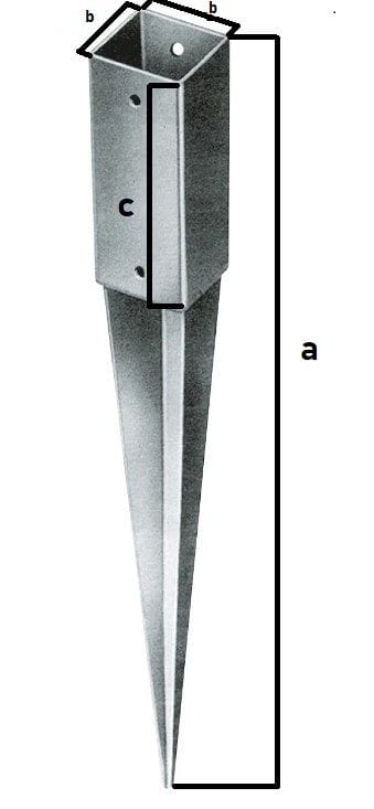 Trendline - Einschlagbodenhülse 71 x 71 x 900 mm feuerverzinkt Pfostenhülse