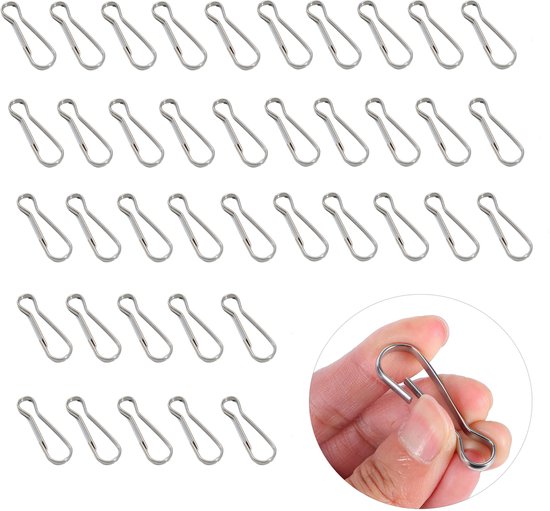 40-teiliges Set Aus Metall-deckenhaken Und Federclips Für Schlüsselanhänger, Ausweise, Namensschilder, Bastelbedarf, Schlüsselringe – Silber