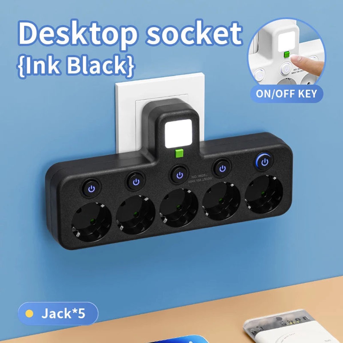 Eu-serie – Mehrfachsteckdose – 5 Steckdosen – Mit Usb-c-adapter – Für Den Heimgebrauch – Schwarz