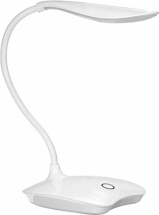Led-schreibtischlampe – Dimmbar Per Berührung – 3 Helligkeitsstufen Einstellbar – Flexibler Lampenmast – Weiß – 1 Stück – Geeignet Zum Lesen Und Arbeiten