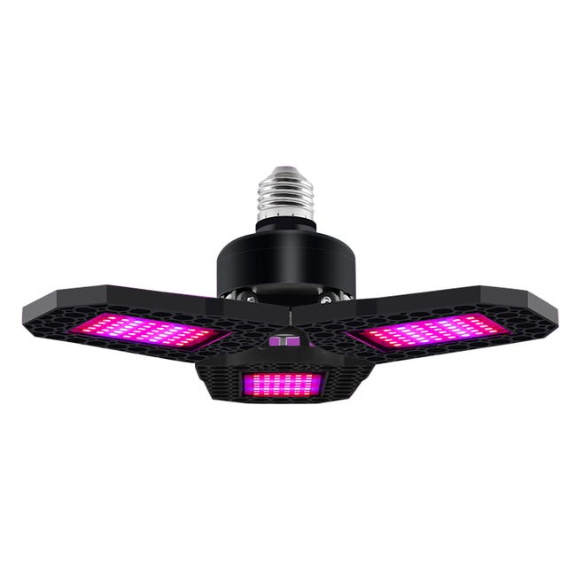 Verformbare Led-pflanzenlampe Mit 3 Biegsamen 90°-panels, E27-fassung, Geeignet Für 108 Pflanzen, Rotes Und Blaues Lichtspektrum
