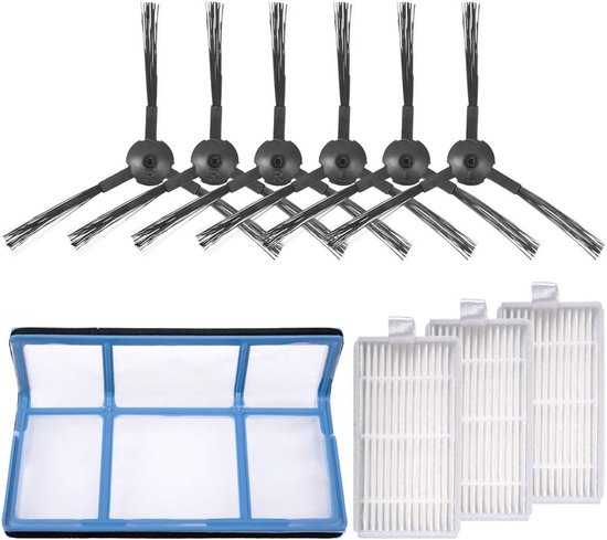 10 Zubehörteile: 3 Paar Seitenbürsten, 3 Filter, 1 Hauptfilter, Für V3, V3s, V5, V5s, V3spro, V5spro, V50, Zaco V5spro Und V5x Saugroboter.