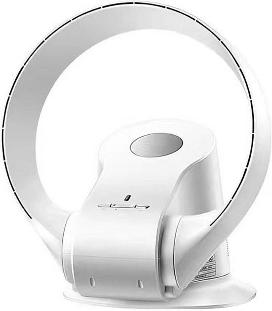Wandventilator Ohne Rotorblätter, 14 Zoll – 9 Geschwindigkeitsstufen – 90°-oszillation – Timer – Schlafzimmer – Büro Inklusive Fernbedienung – 35 W, Blattloses Design (weiß)