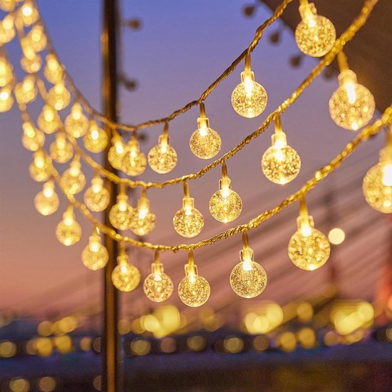 Lichterkette Mit Kristallkugeln – Dekorative Kette – Stimmungsvolle Beleuchtung – 360°-beleuchtung – 3 Meter Lang Mit 20 Leds – Warmweißes Licht