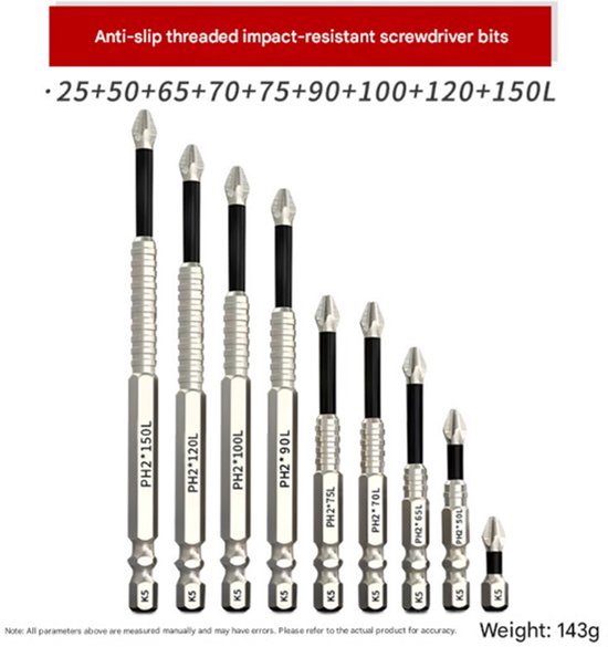 Rutschfester Schraubendrehersatz, 9-teilig, Ph2-magnetbits, Edelstahl, Durchmesser 25 Bis 150 Mm, Langlebiges, Ergonomisches Design
