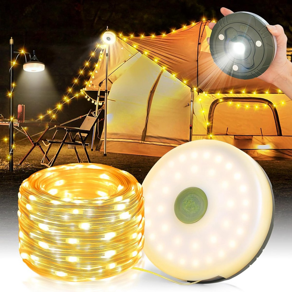 Wiederaufladbare, Wasserdichte, Batteriebetriebene Partylichter – Led-lichterketten Für Stimmungsvolles Outdoor-camping