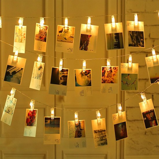 - 3 M Lange Lichterkette Mit Fotoclips Und 20 Leds