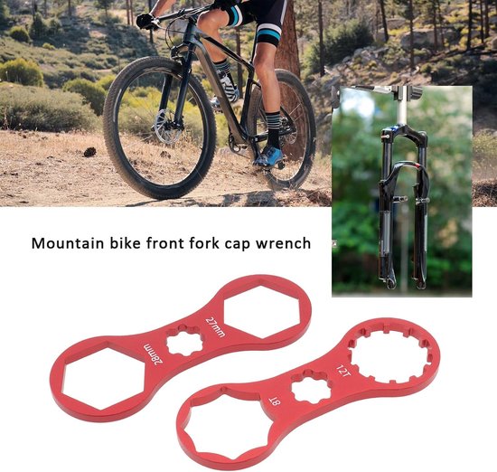 4-teiliges Fahrrad-vorderradgabel-reparaturset Mit Doppelsteckschlüssel (rot/blau)