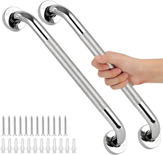 Haltegriff Für Senioren – Badezimmer-haltegriff Mit Griff, Für Senioren Und Ältere Menschen – 40 Cm, Rutschfester Edelstahl, 2 Stück