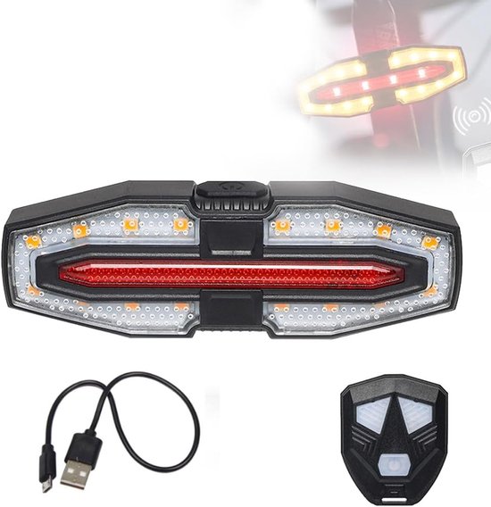 Fahrradrücklicht Mit Blinker, Kabelloser Fernbedienung, Wasserdicht, Usb-aufladbar, Superhelle Sicherheitswarnung, Für Nachtfahrten