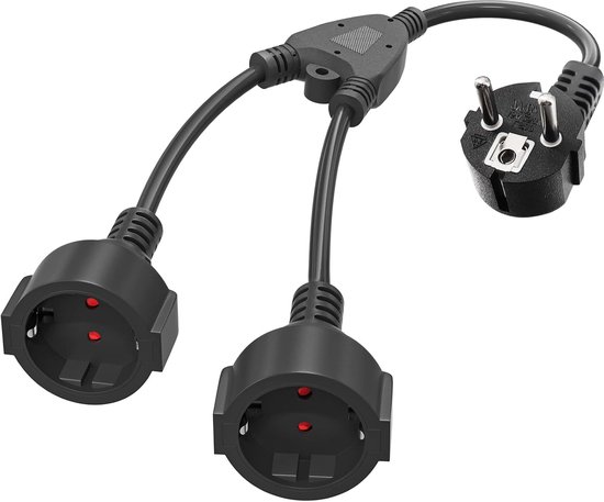 Steckdosenleiste, Steckdosenverteiler (schwarz), Doppelsteckdose Mit Stecker, Verlängerungskabel, Netzkabel